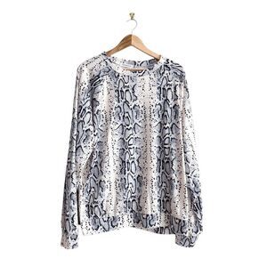 Misslook Women's White Snake Skin Crew Neck Pullover Top Size 3XL